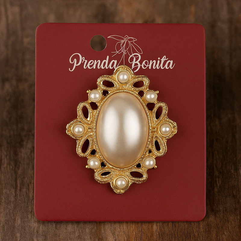 Broche Camafeu com Pérolas - PRENDA BONITA