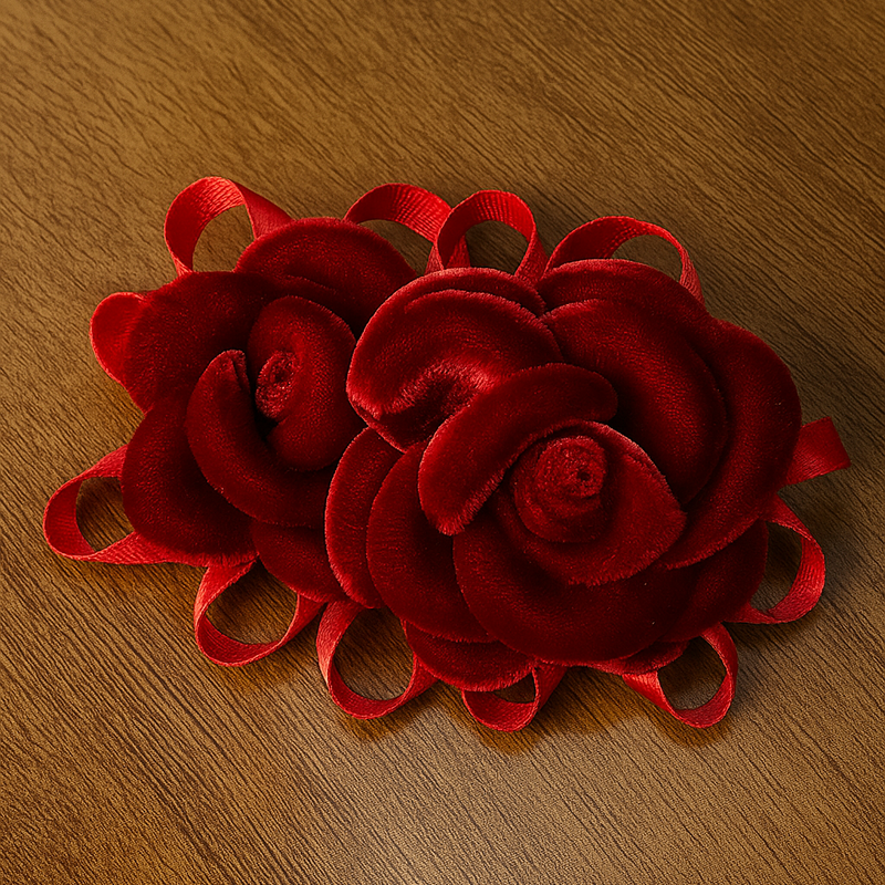 Flor de Cabelo Dupla com Fitas - PRENDA BONITA