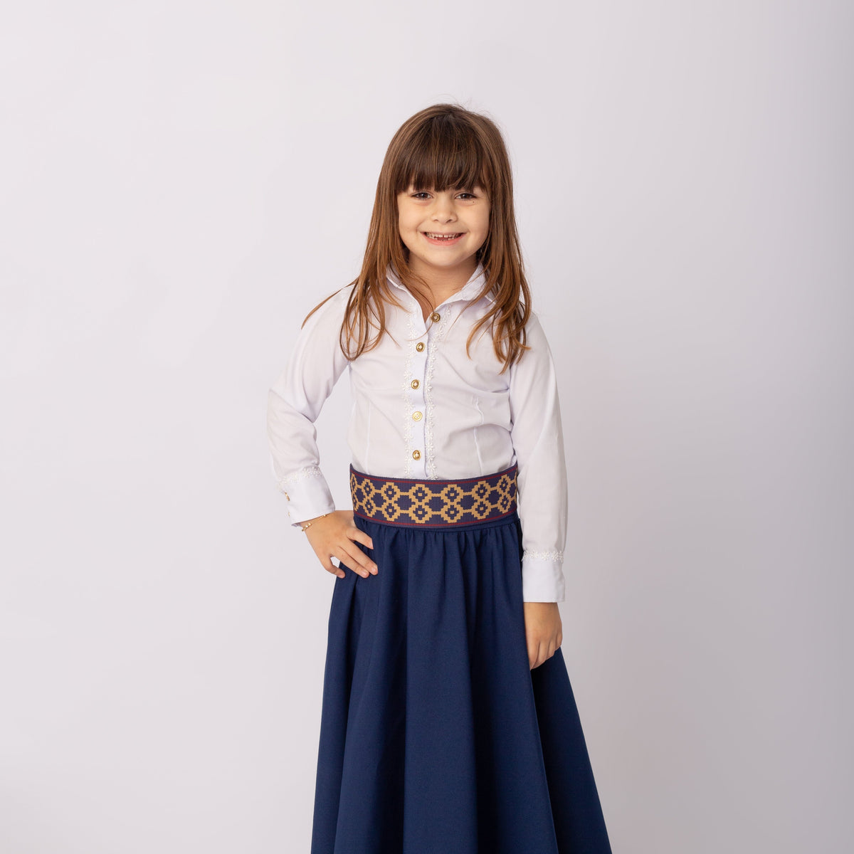 prenda bordada saia de prenda gaÃºcha infantil