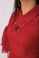 Vestido de Prenda com Detalhes nas Mangas - RUMO PILCHAS